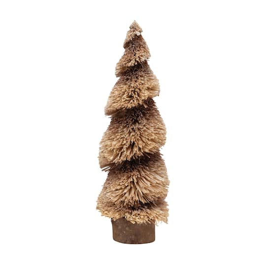 Hello Honey® 21" Natural & Brown Color Raffia Tree with Glitter & Wood Base